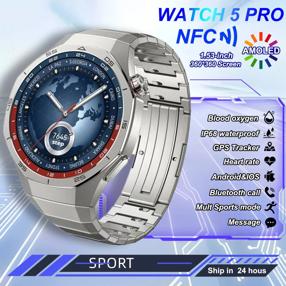 

Для HUAWEI Watch GT5 PRO Смарт-часы GPS Траектория движения HD Экран Bluetooth Вызов NFC Мужские Смарт-часы Спортивные часы на открытом воздухе Мужские