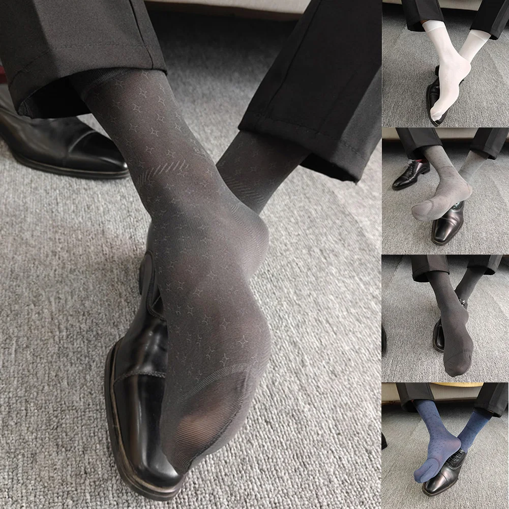Ultrathin Sheer Tube Socks for Men Designed for Formal and Business Dress with Breathable Translucent Fabric for Comfort