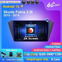Android 14 Carplay Auto 2K Screen Car Radio Multimedia Player For Skoda Fabia 3 III 2015 - 2019 Autoradio Stereo 2din Head Unit