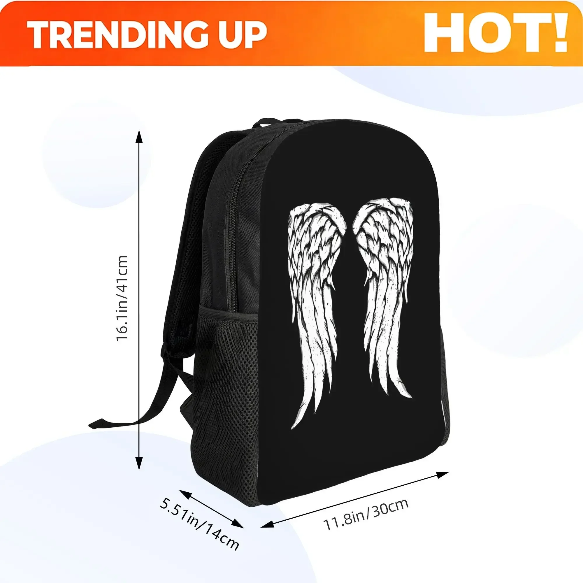 Custom Bag Daryl Dixon Wings Zombie-Themed Printed Backpack, Ideal For Daily Commutes, Travel, And Casual Outings, Designed For