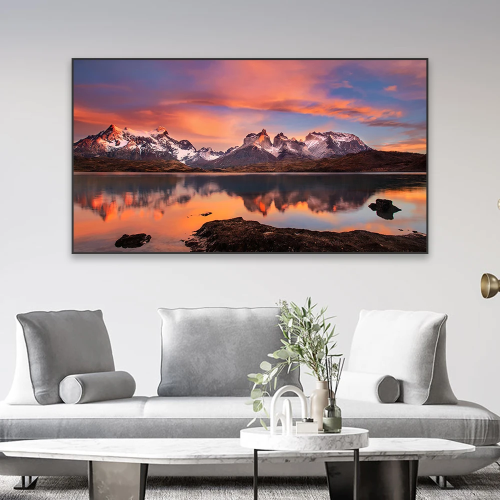 

National Park Torres del Paine Chile Landscape Poster South America The Andes Mountains Wall Art Prints Sunrise Canvas Painting