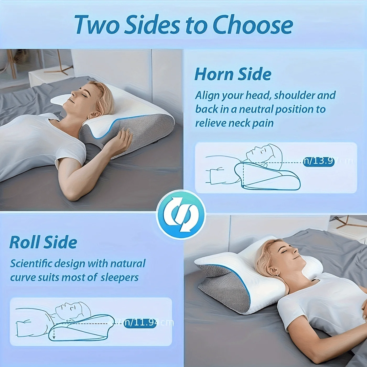 Ultra Pain Relief Cooling Pillow For Neck Support, Adjustable Cervical Pillow Cozy Sleeping, Odorless Ergonomic Contour Memory F