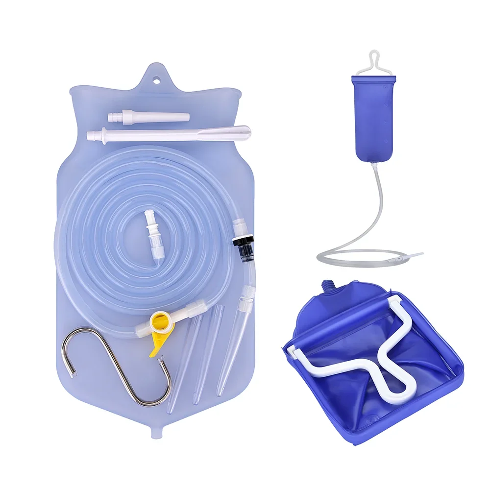 Kit de Enema para limpieza de Colon, bolsa de Enema de silicona, boquilla de ducha de limpieza Anal, Kit de Enema de café de desintoxicación de Colon, cuidado de higiene femenina