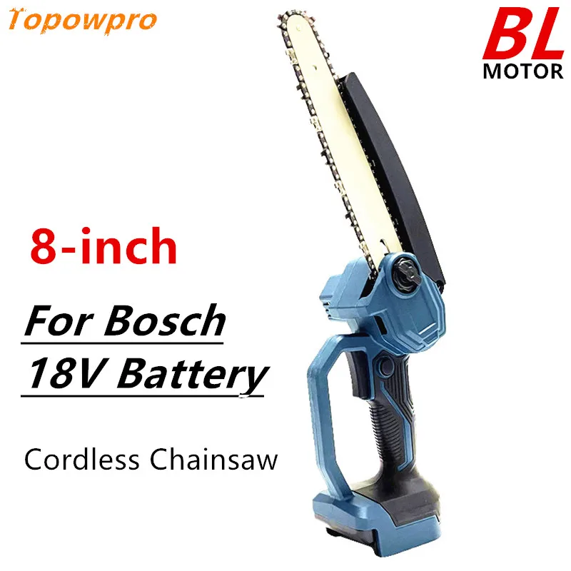 For Bosch 18V Battery 8 Inch Brushless Chainsaw Woodworking Cutter Cordless Electric Chain Saw Pruning Logging Power Tools