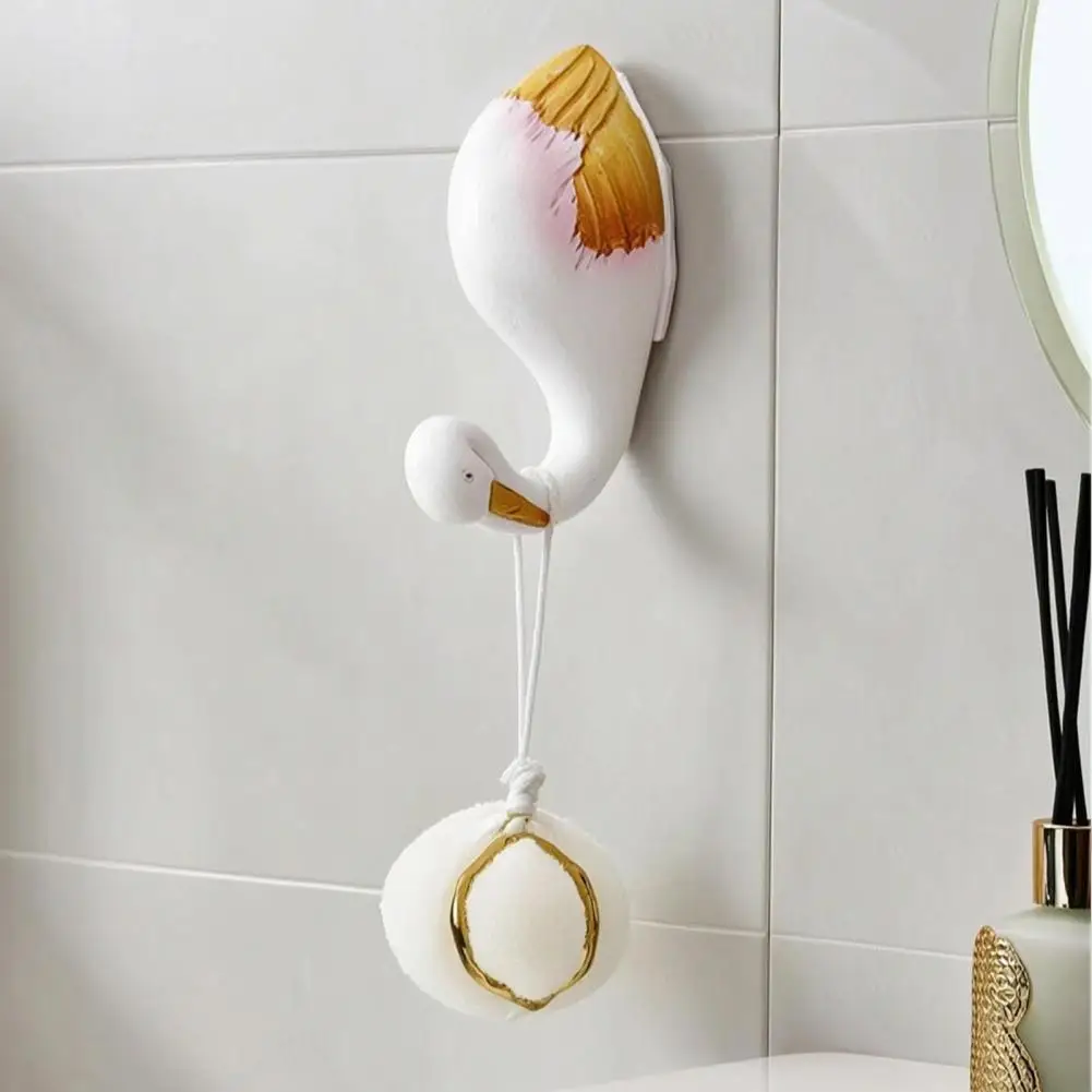 Adhesive Wall Hooks Strong Adhesive Hooks Cute Wall Hooks Set Flamingo Giraffe Swan Elephant Shape Hangers Self-adhesive Resin