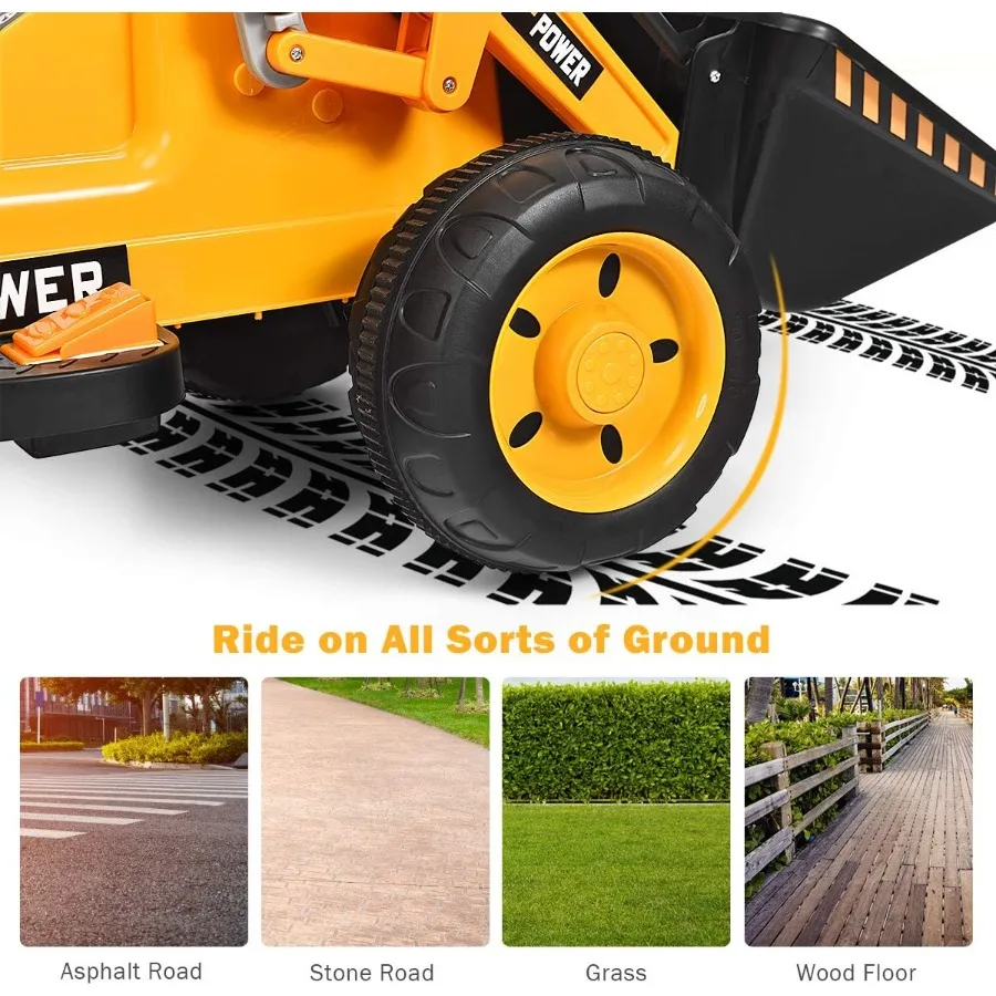 Giocattolo per escavatore per auto con clacson per caricatore anteriore Scavatrice per benna controllabile avanti/indietro 6V Alimentato a batteria V elettrico