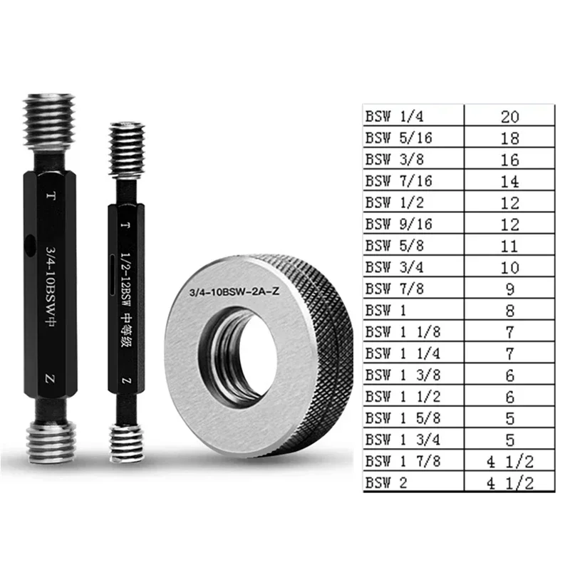 British Standard Thread Plug Gauge/Thread ring gauge BSW Thread gauge Through-stop gauge BSW1/4-20 3/8-16 Pitch Thread Test Tool