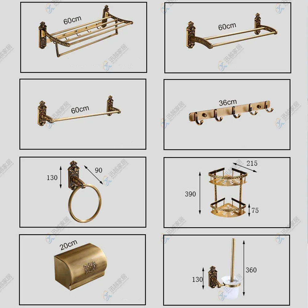 Towel Rack Bath Cloth Holder Antique Copper Gold Aluminum Storage Rail Rod Double Bars Active Shelf Bathroom Hardware Accessory