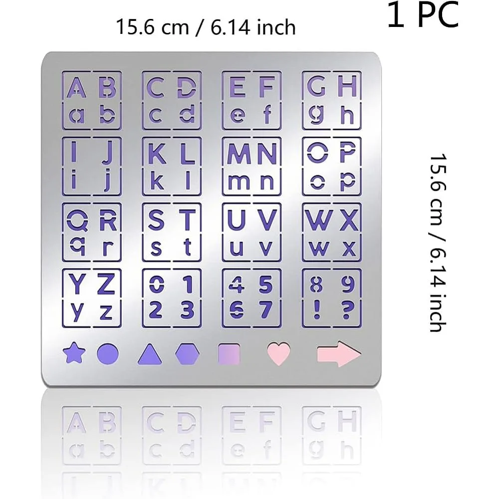 สแตนเลสแม่แบบลายฉลุ 6x6 นิ้วสัญลักษณ์โลหะ Journal แม่แบบลายฉลุเครื่องมือสําหรับการเผาไหม้ไม้ Pyrography วาด