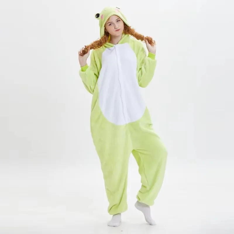 Animal Kigurumi Onesie Hooded Jumpsuit Pajamas Set Funny Festival Bodysuit Adult One-piece Clothing Flannel Home Wear for Women