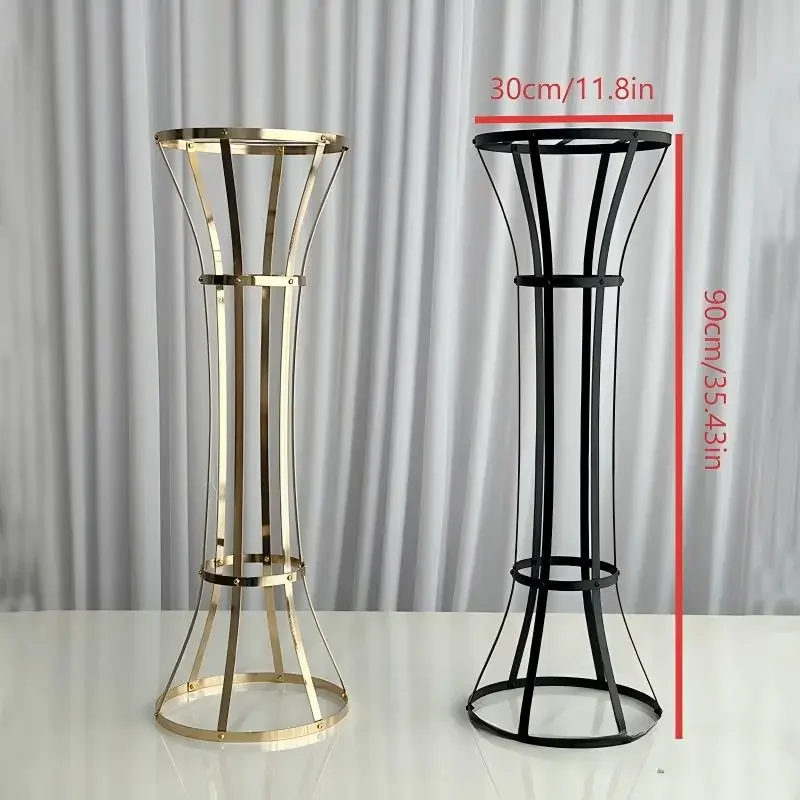 Hochzeits-Blumenständer in Gold-Schwarz, Eleganter Bogen für Gangdekoration bei der Zeremonie, Romantisches Tisch-Centerpiece für Heim- und Partyveranstaltungen – Detail 2