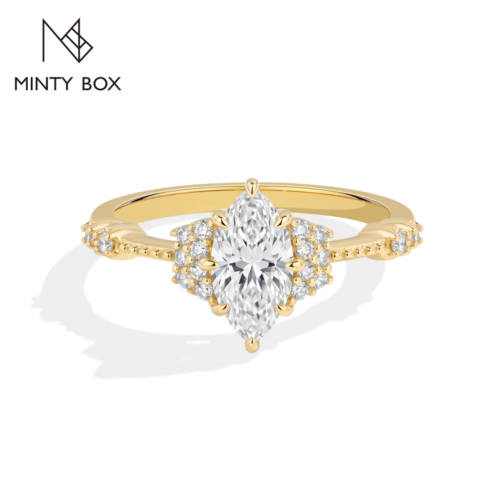 MINTYBOX Vintage Luxury Marquise Cut 1CT Moissanite Ring for Women 925 Sterling Silver Promise Wedding Jewelry Anniversary Gifts