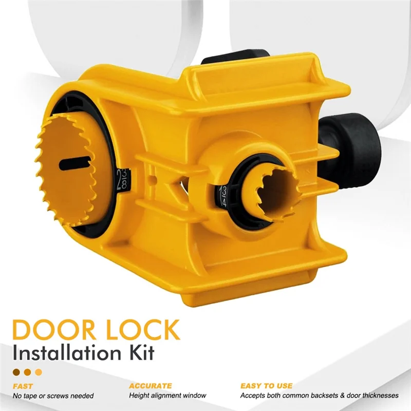 PHILE-Door Lock Installation Kit,Door Lock Jig For Metal Or Wood Doors,Hole Saw Kit For Easy Lockset Installation