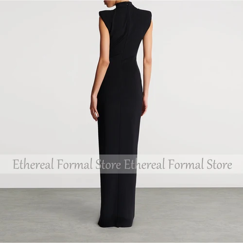 Imagen 2 del producto Vestido de noche negro moderno para mujer, vestido de fiesta Formal de sirena, largo hasta el suelo, vestido saudí sin mangas, vestido de graduación