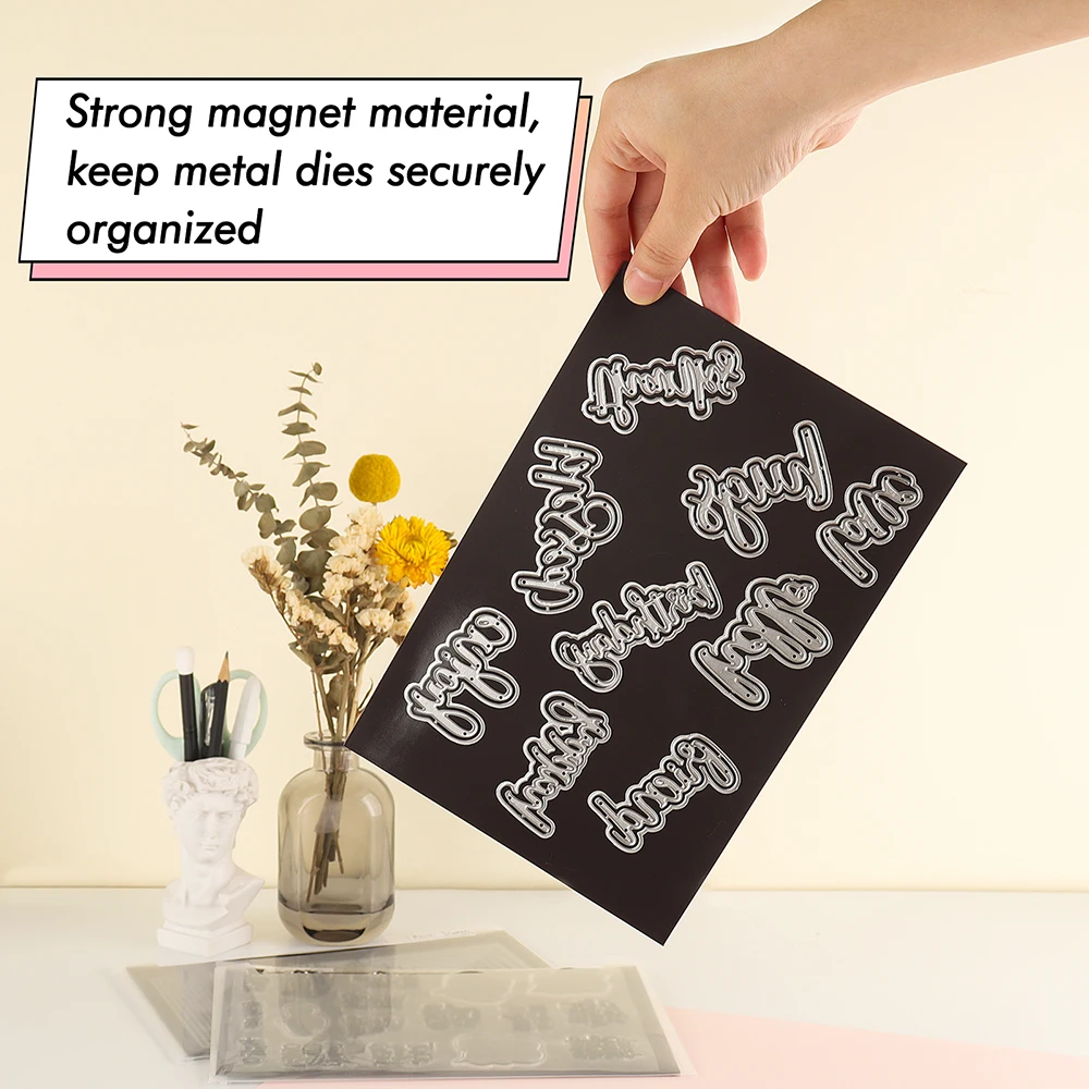 A4 Size 1mm Thickness Double Sided Strong Magnetic Sheet Black Magnet Mats for Metal Cutting Dies Crafts Organizer 11.7*8.2inch