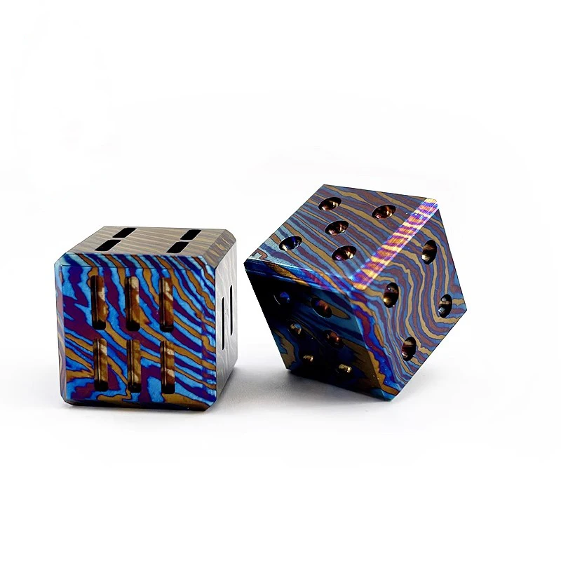 1PC Titanium Damascus Solid Dice Bartending Healthy Metal Frozen Ice Cubes EDC Portable Multifunction Tool Tourism Play Toy