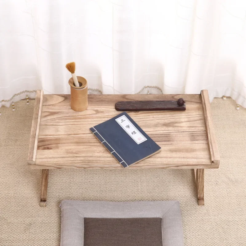 Japanese Style Wood Folded Window Table Living Room Solid Wood Coffee Table Window Table Bed Square Small Coffee 3 Sizes
