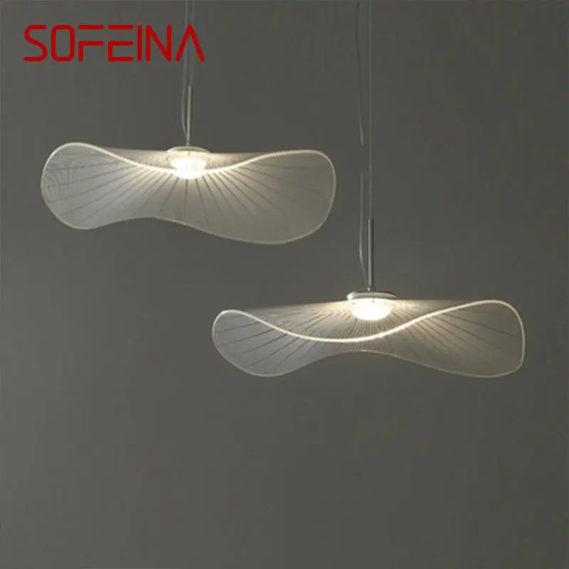 

SOFEINA Aluminum Led Light Pendant Creative Lotus Leaf Modelling White Modern Chandeliers Lamp for Living Dining Room Decor