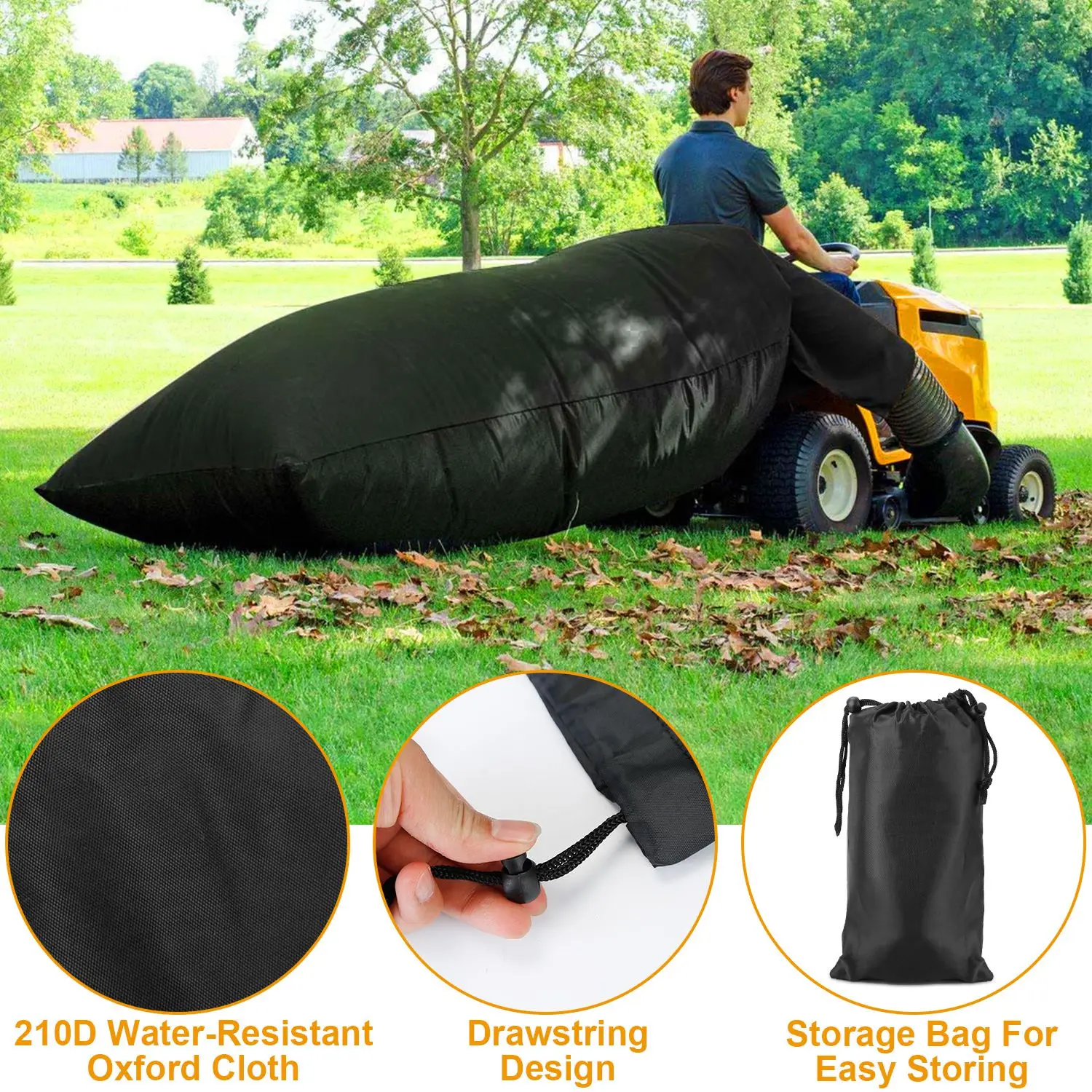 Lawn Tractor Leaf Bag - 54 Cubic Foot Standard Leaf Bag - 112-inch Opening – for 2 Bag Material Collection Systems