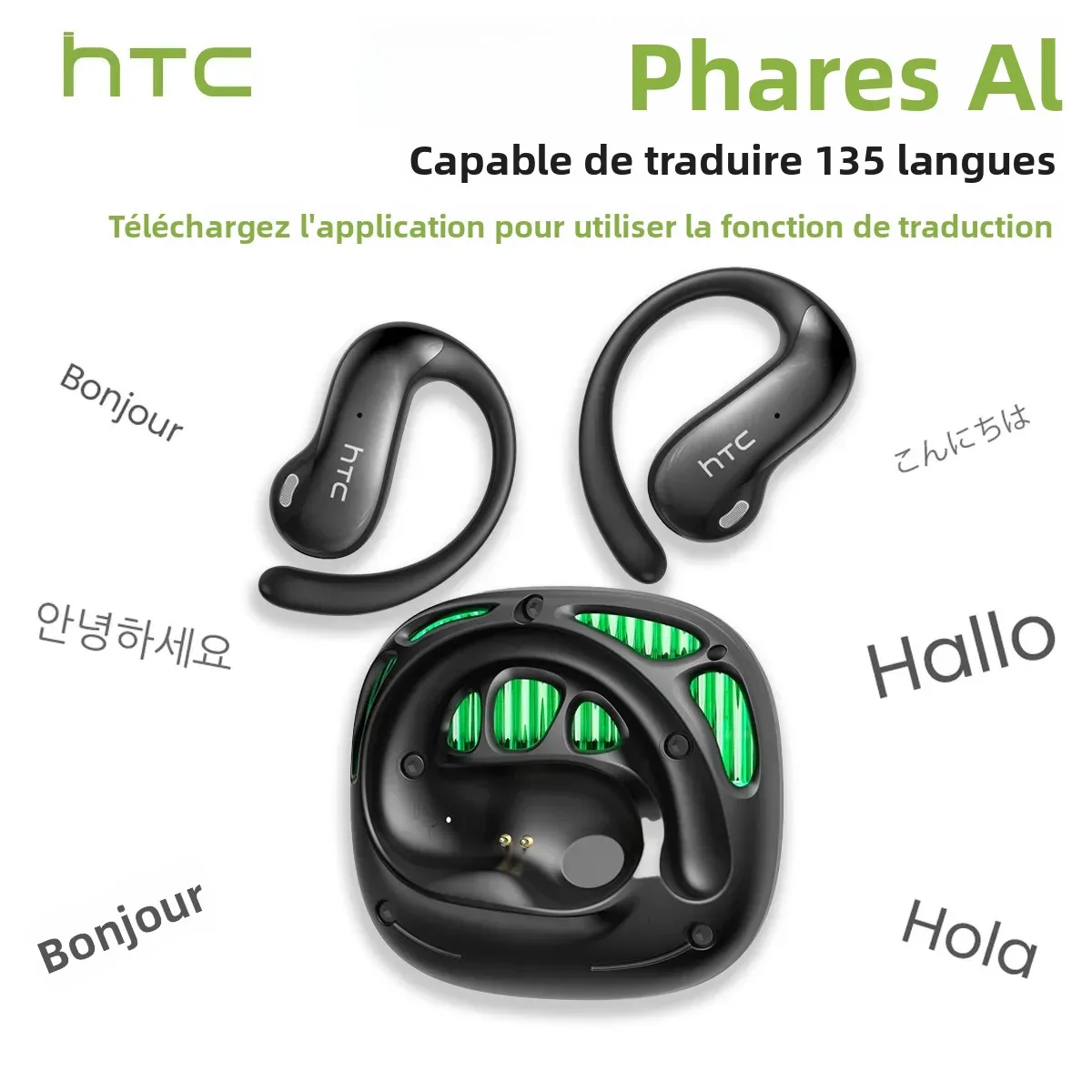HTC NE30 Bluetooth V6.0 écouteurs AI traducteur écouteurs OWS sport casque sensible haute définition micro sans fil casque