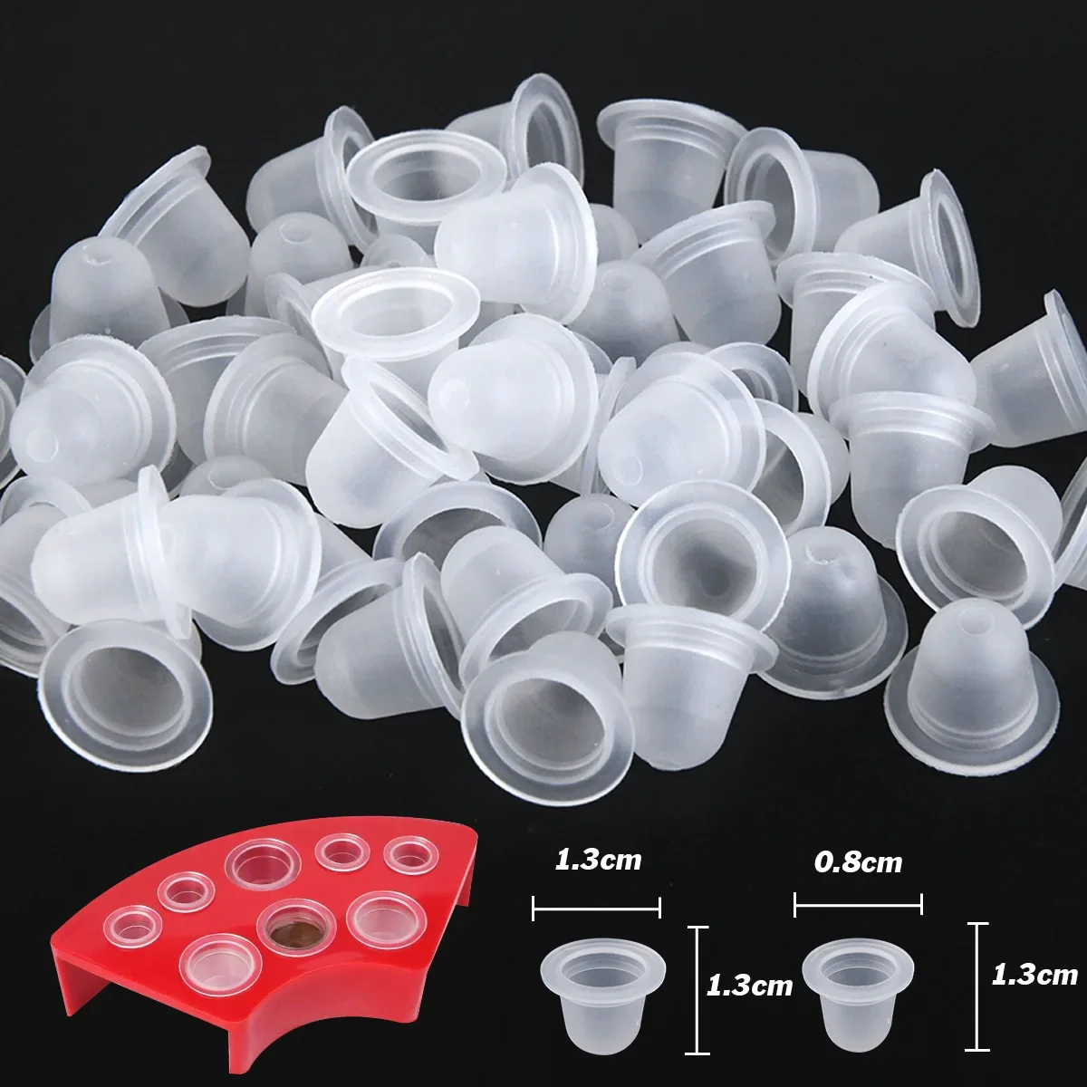 500/300/100PCS Silicone Tattoo Ink Cup Tattoo Pigment Holder Container Ink Caps Holder Microblading Makeup Tattoo Accessories
