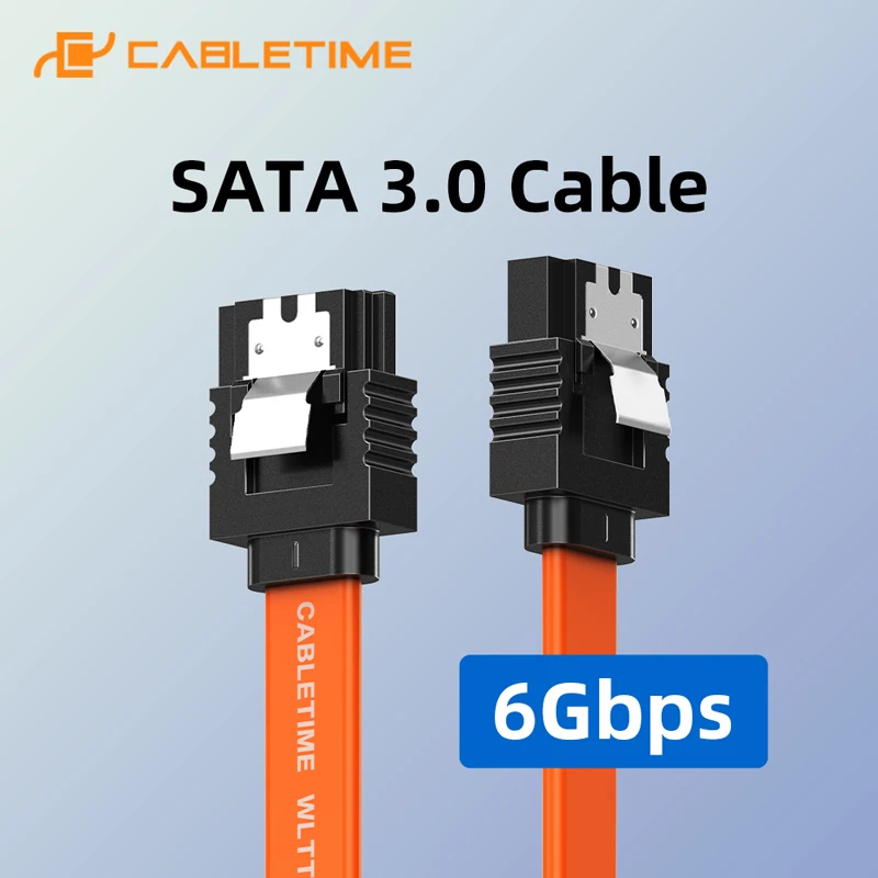 

CABLETIME SATA 3.0 Cable 6Gbps Data Cable to SSD HDD Hard Disk Drive Cord for Desktop Optical Drive
