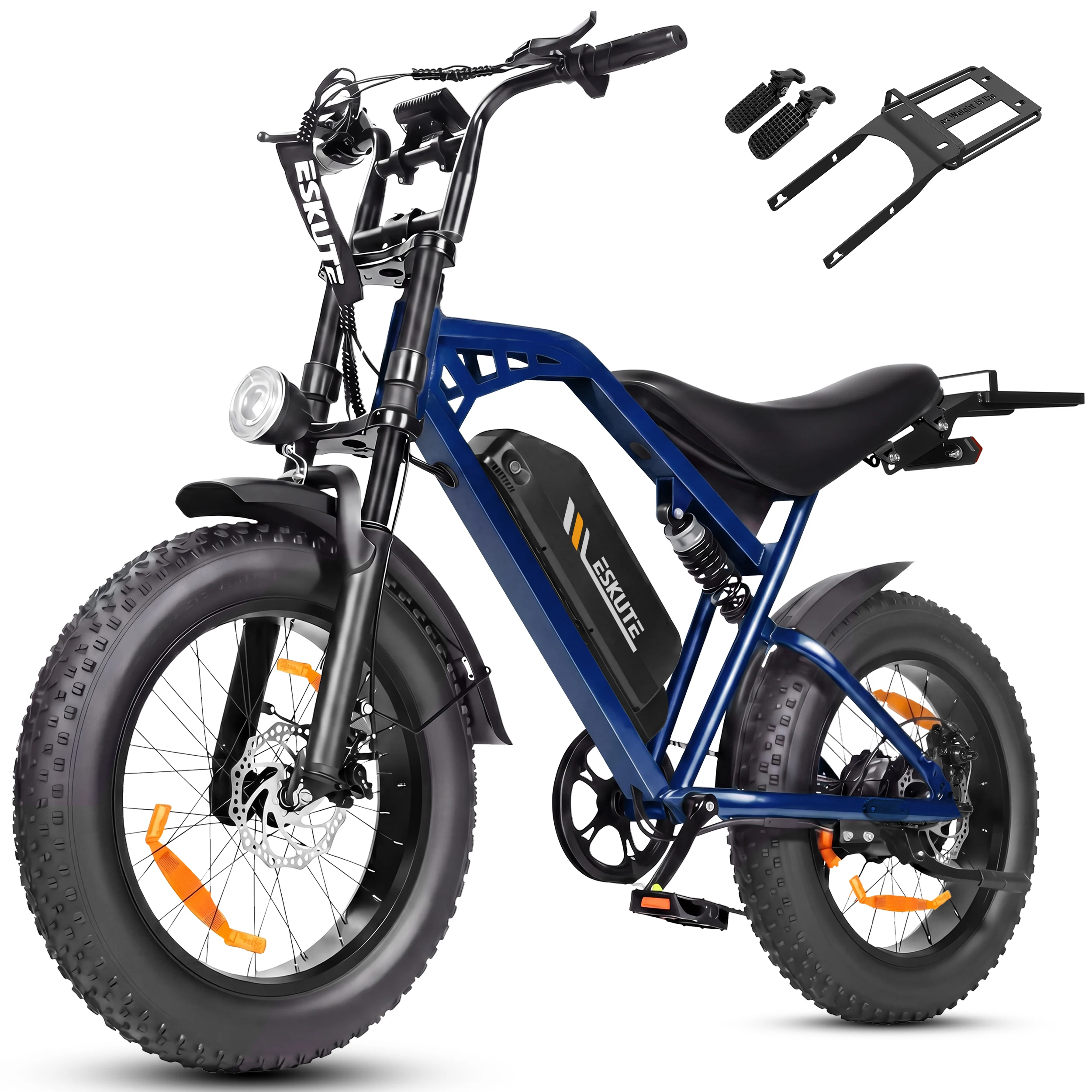 ESKUTE V202 elektrische fiets voor volwassenen, 250W vermogen, 48V 20,8Ah-accu, actieradius van 50-80 km, 20*4,0 inch terreinbanden.