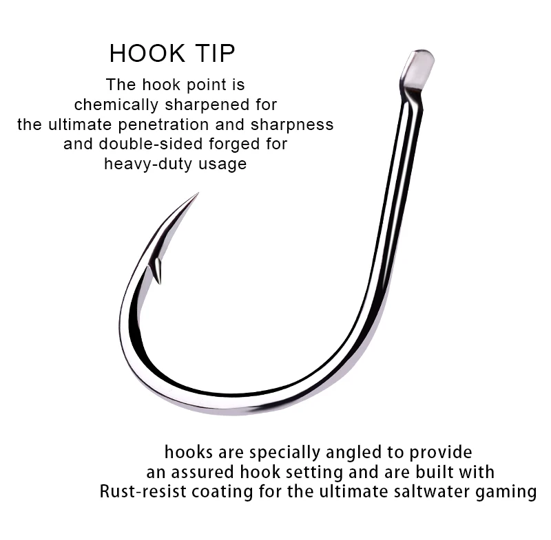 プロベロス 50個 1/0 # -4/0 #   高炭素鋼オフセットバーブ付きシャープソルトウォーターペスカジグフック釣りアクセサリーセット卸売