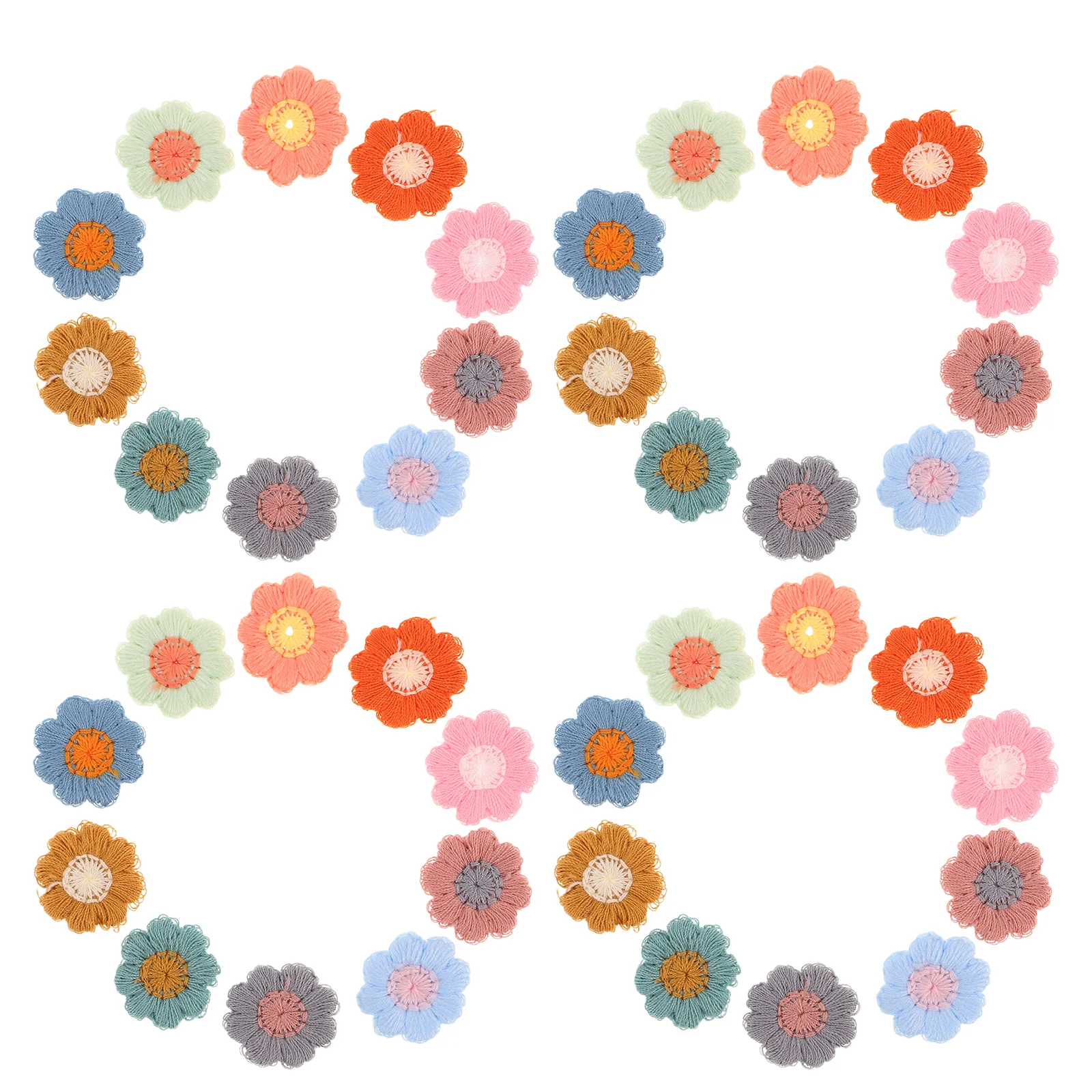 

50pcs Embroidered Cloth Appliques Flower Shape Decorative Patches for DIY Clothes Bags Shoes Polyester Cotton sew on iron on