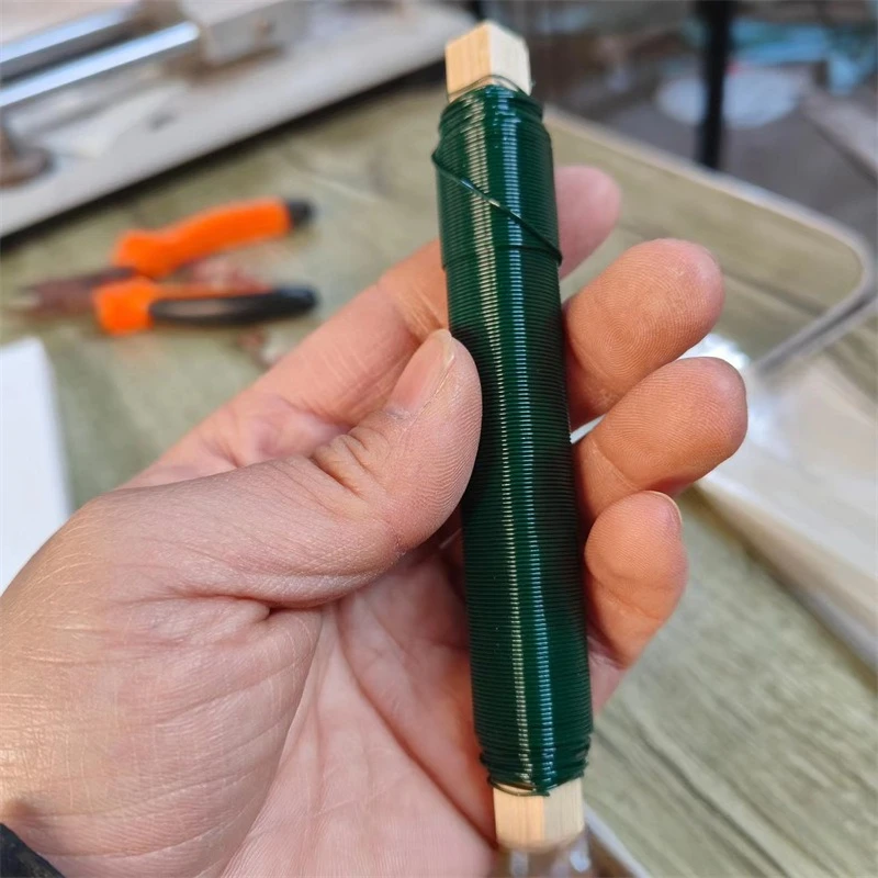 5pcs 35m Green Metal Tying Wire Flower Wrapping Line for Wooden Sticks,Suitable for Plant Training and Floral Arrangement