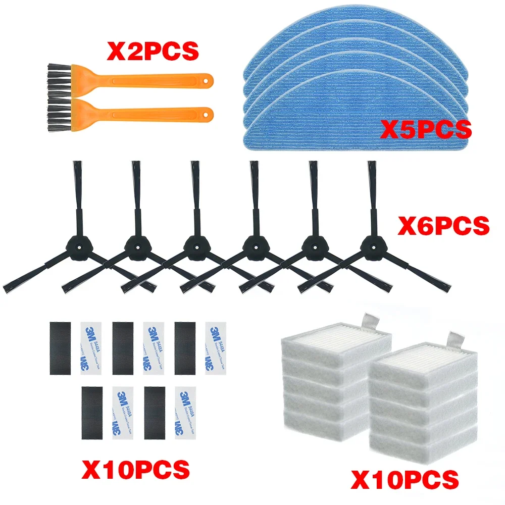 أجزاء المكنسة الكهربائية الروبوتية فرشاة جانبية مرشح الغبار الأساسي ممسحة فلتر Hepa لـ ilife v5 v5s V3 V3s v5pro V50 V55 x5 v5s pro