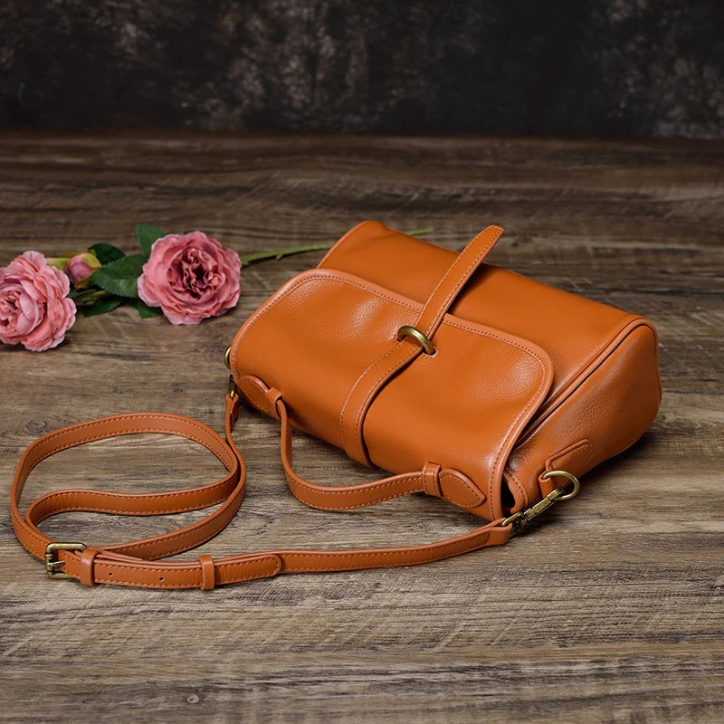 Messenger bag leather messenger bag women\'s soft cowhide retro women\'s bag 2022 new handmade bag fashion commuter handbag