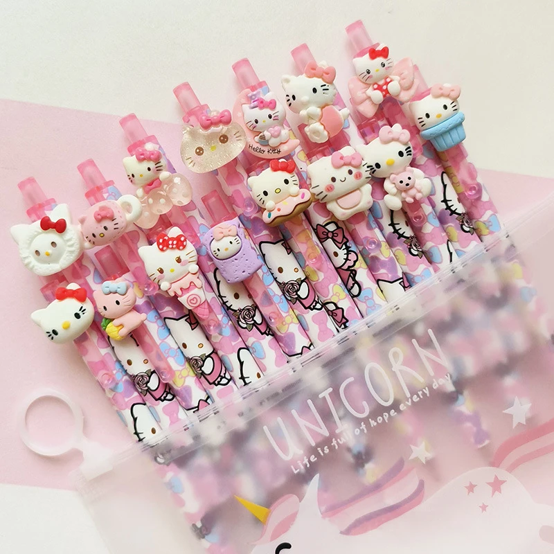 

20/40pcs Sanrio Hello Kitty Gel Pens Cute Cat Signature Neutral Pen Roller Ball Pen School Office Supplies Stationery Wholesale