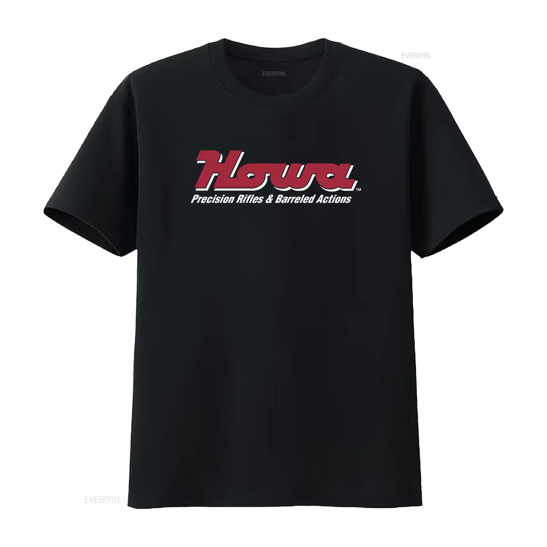 Howa Precision Rifles Barrel and Stock Logo Print Men's T-Shirt, Vintage Washed Casual Style, Slightly Patterned, Versatile Street Style.
