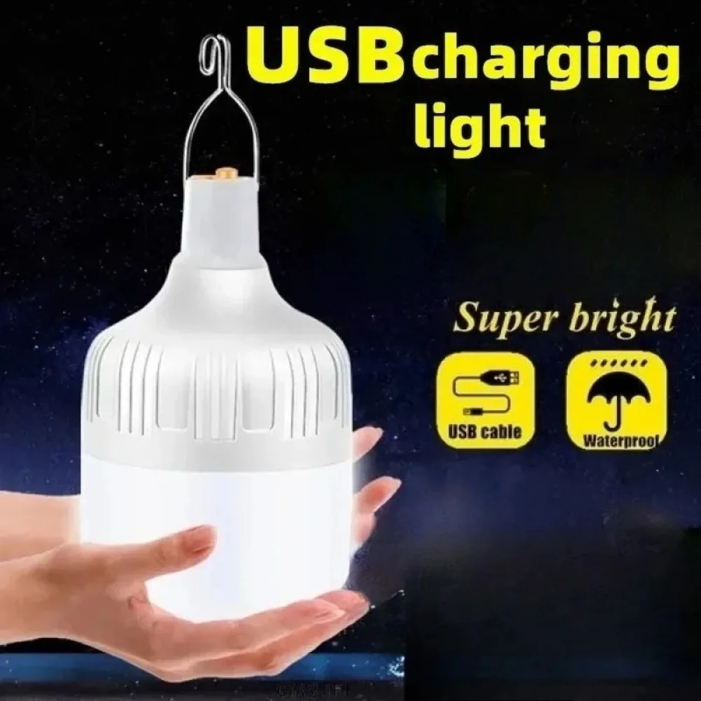 1Pc Camping Light USB Rechargeable LED Emergency Lamp Outdoor Portable Lanterns with Hook for BBQ Tents Battery Bulb