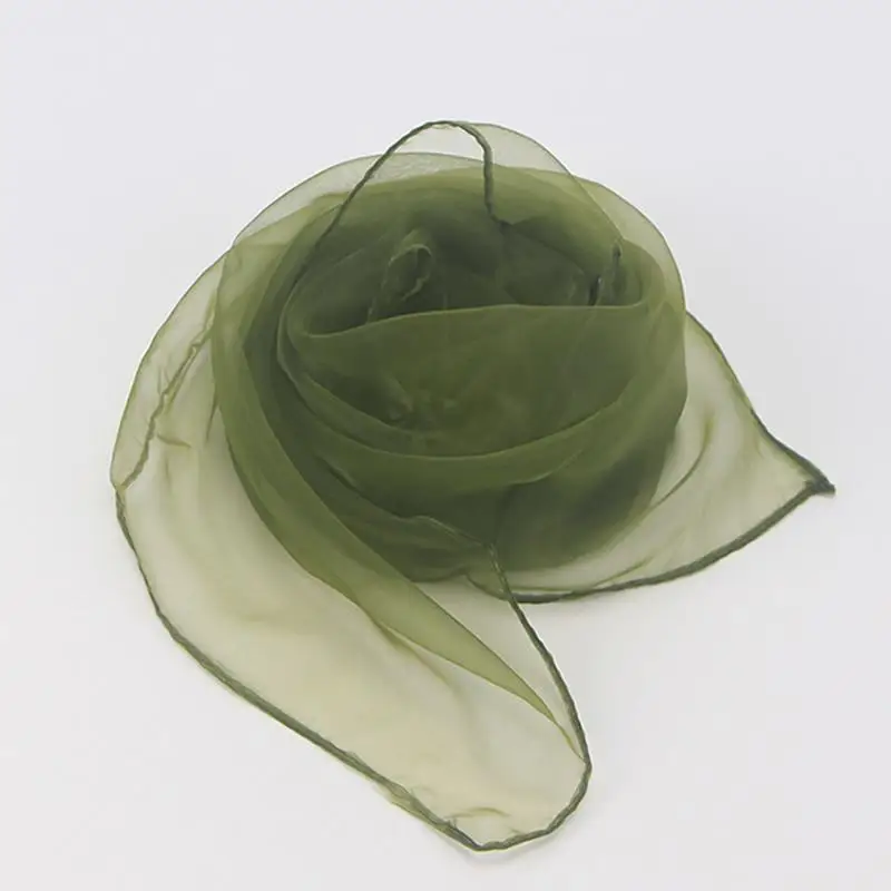 ผ้าพันคอผ้าไหมบางสำหรับผู้หญิงผ้าพันคอผ้าชีฟองสีพื้นพันคอผ้าคลุมไหล่ผ้าพันคอฮิญาบสำหรับผู้หญิงเนื้อนุ่ม70*70ซม.