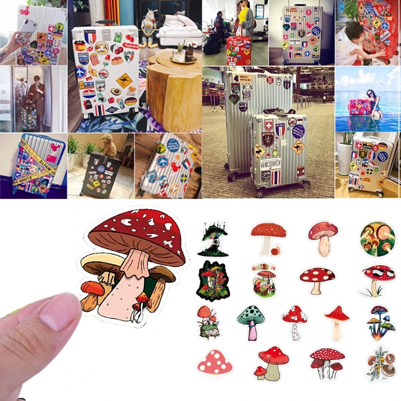 Waterproof Mushroom Waterbottle Stickers for Teens Boys Girls Cartoon Anime Stickers Pack for Computer Laptop Dropship