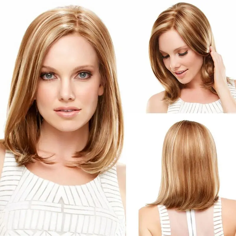 Fashionable Blonde Short Straight Hair Women'S Wig Personalized Outdoor Travel Simulation High Temperature Wire Synthetic Wig