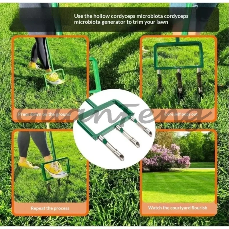 Multifunctional lawn aerator for soil loosening and grass cutting gardening tool