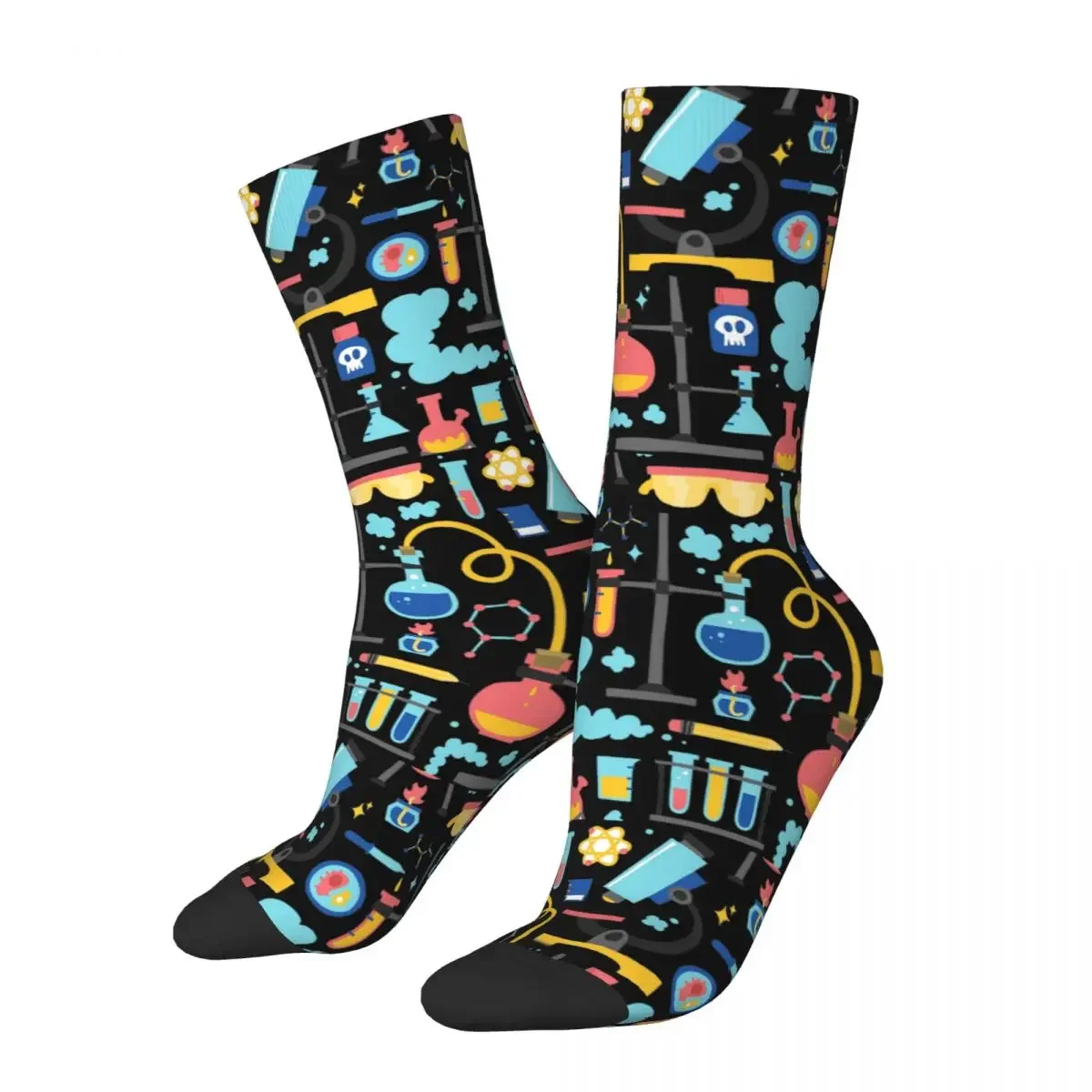 Chemistry Lab Science Equipment Pattern Socks Harajuku High Quality Stockings All Season Long Socks Accessories for Unisex Gifts