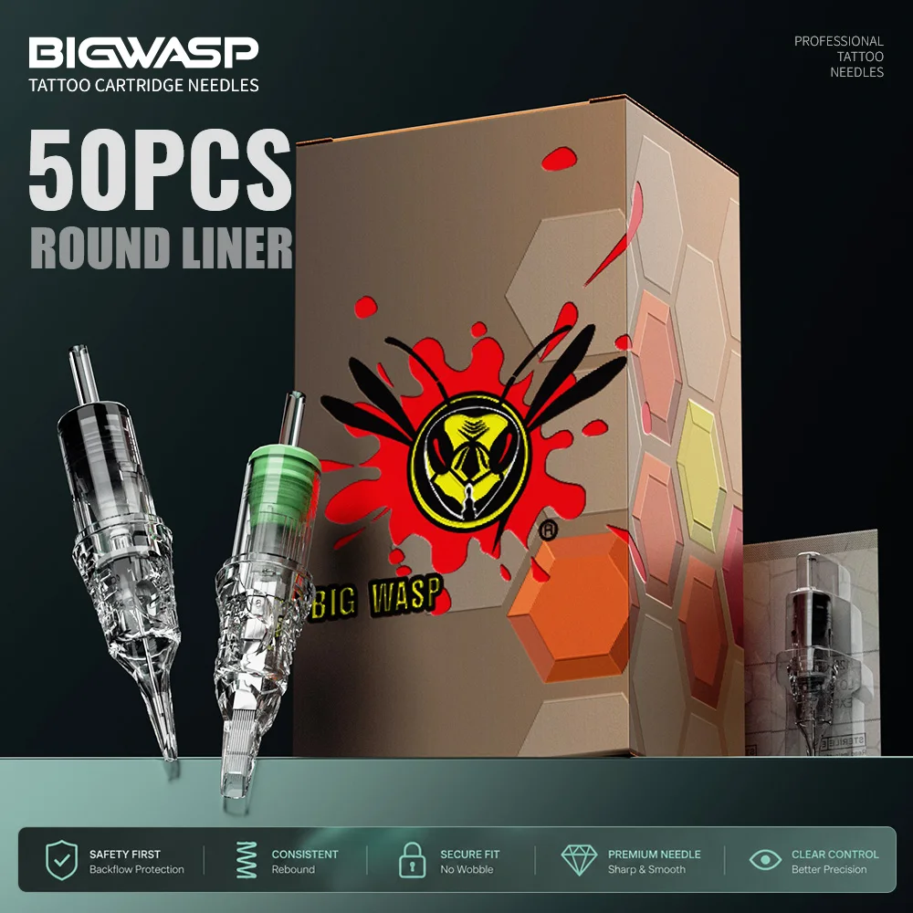 BIGWASP Disposable Tattoo Cartridge Needles Mixed Sterilized Professional Tattoo Accessories For Lining Shading Use 50Pcs/Boxs