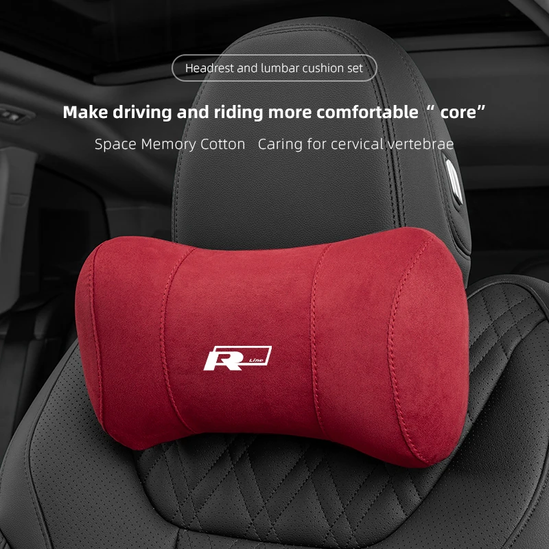 Car Suede Headrest Suede Memory Cotton Neck Pillow For Volkswagen Golf Amarok T5 Phaeton Passat b6 Teramont Polo Car Accessories