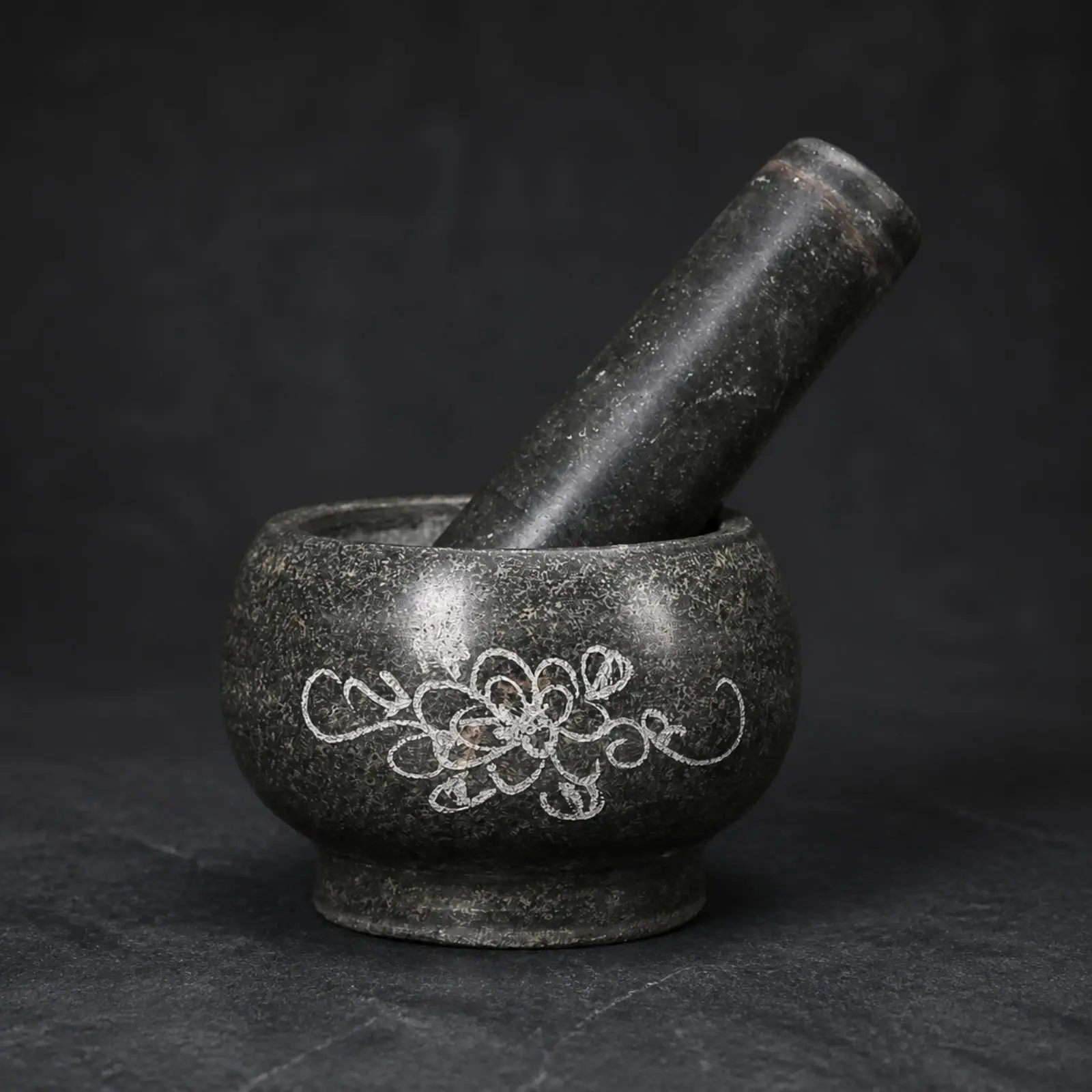 Chinese-Style Stone Mortar with Pestle Countertop Safe Blue Stone Mortar with Pestle Kitchen Tool Small Traditional
