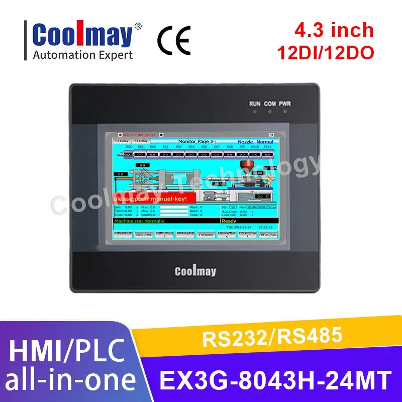 

Coolmay manufacturer 4.3 inch HMI PLC Combo support 24DI 20DO RS232 RS485 stepper motor controller for automation control