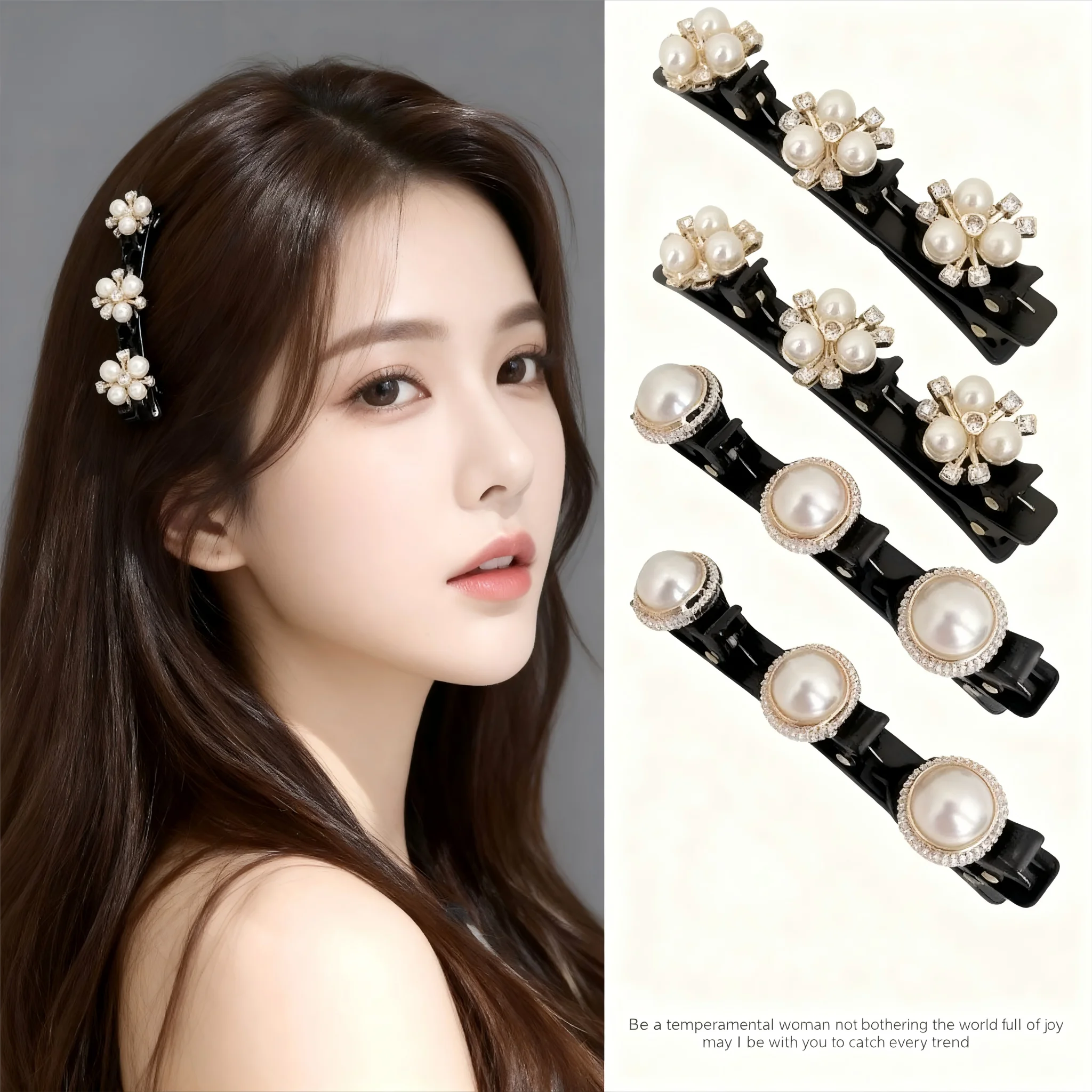 Kẹp tóc hai lớp cho công chúa lười, kẹp tóc bên, kẹp tóc trán, dụng cụ tết tóc, kẹp tóc bên