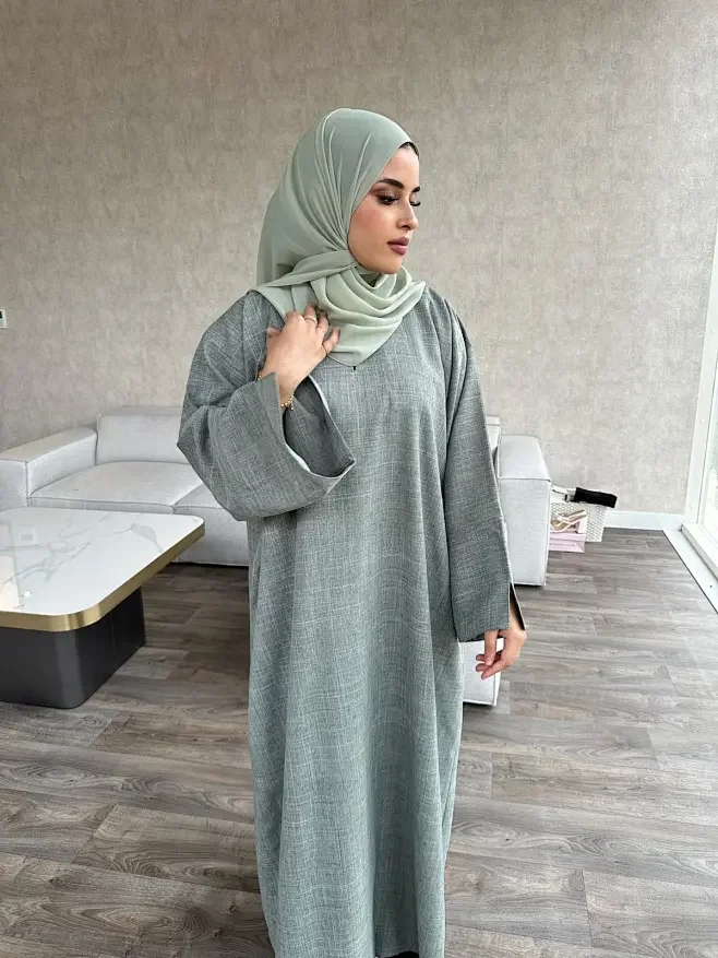 Abaya en lin de coton pour femmes, hijab musulman uni, abayas décontractés, ramadan, islam, caftan, robe de luxe, Dubaï, Turquie, 2024