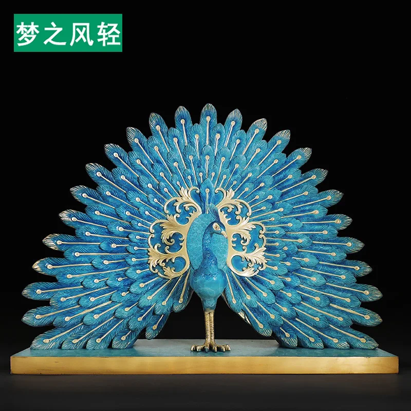 Pure Copper Peacock Screen Decoration, Entrance Living Room Decoration, Chinese Style Decoration