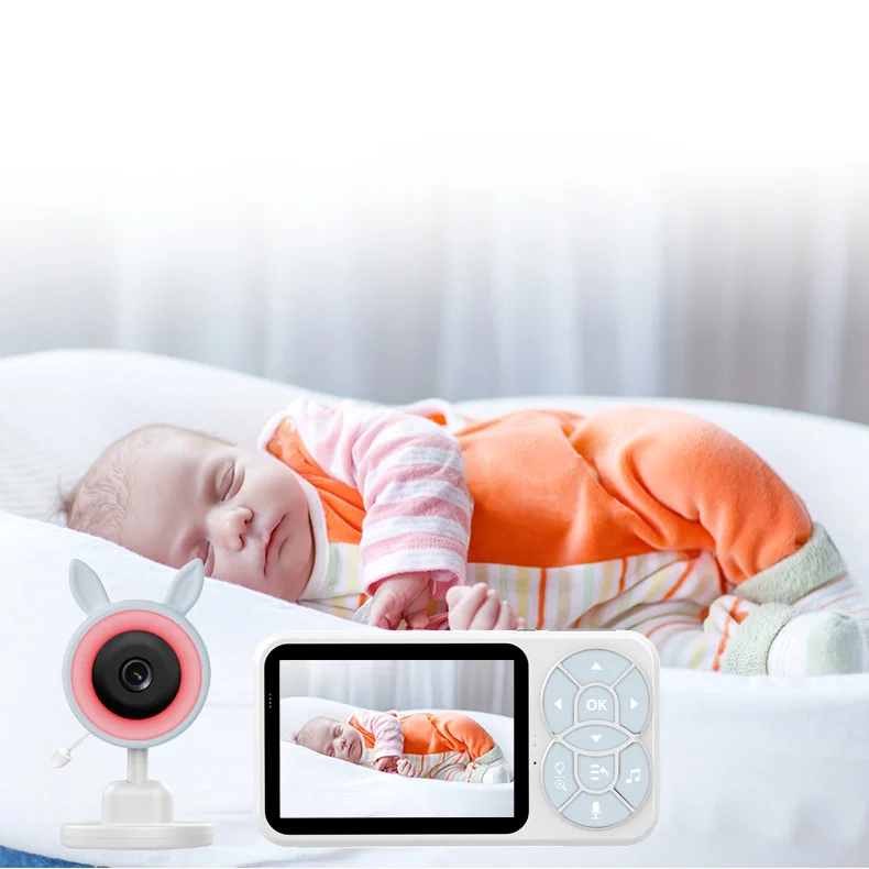 جهاز مراقبة الطفل الجديد بإضاءة ليلية RGB مقاس 3.5 بوصة مع كاميرا مراقبة لمربية الأطفال للرؤية الليلية وكشف درجة الحرارة والاتصال الداخلي الصوتي
