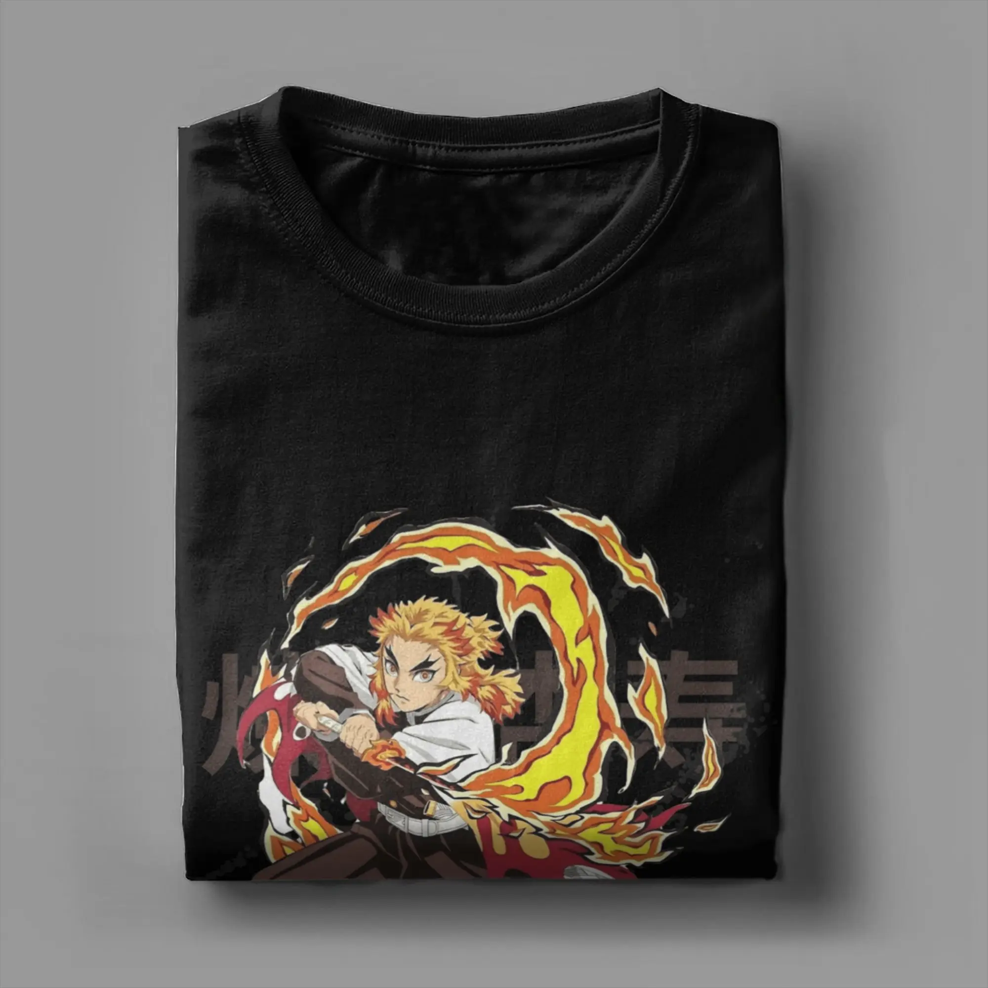 شيطان القاتل لهب هاشيرا كيوجورو رينجوكو تي شيرت الصيف الترفيه تي شيرت الرجال القطن طاقم الرقبة حجم كبير تيز قصيرة الأكمام بلايز