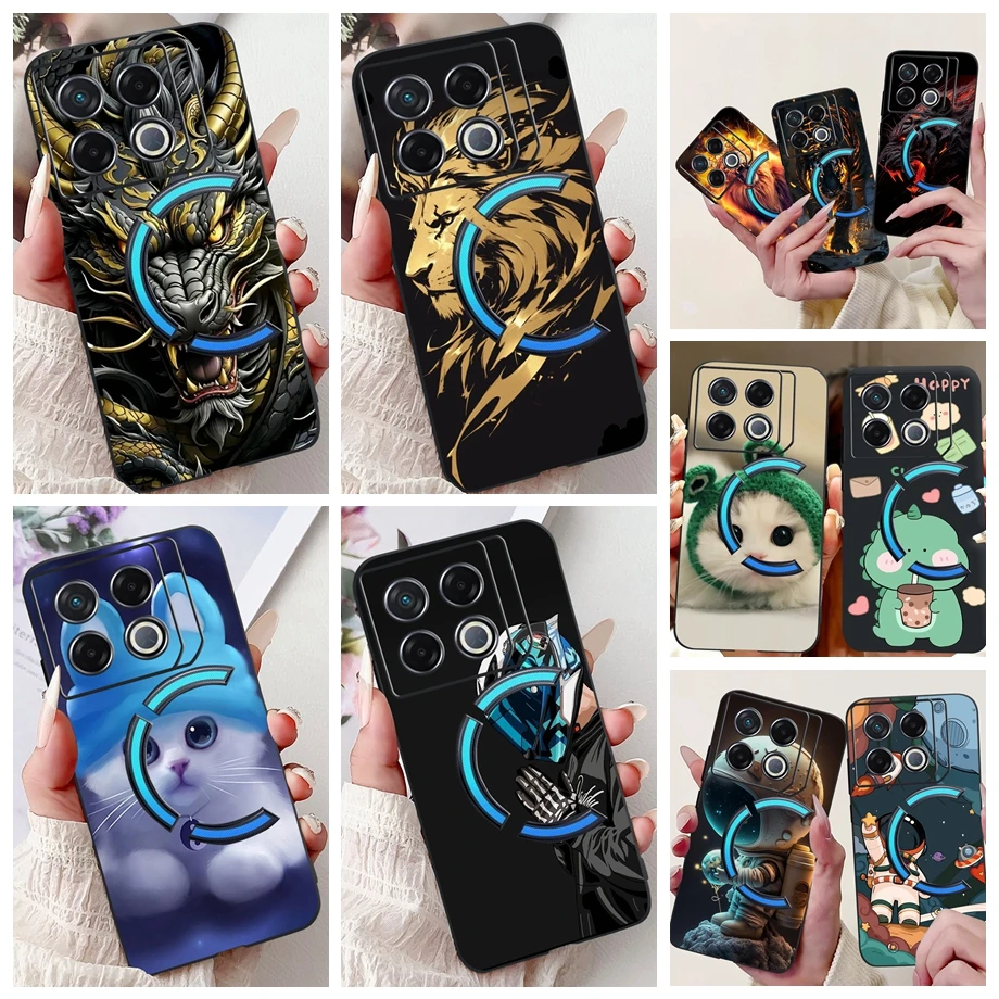 For Infinix GT 20 Pro X6871 Case Cute Animals Tiger Lion Dragon Cartoon Phone Cover GT20Pro Soft TPU Matte Silicone Coque Capa